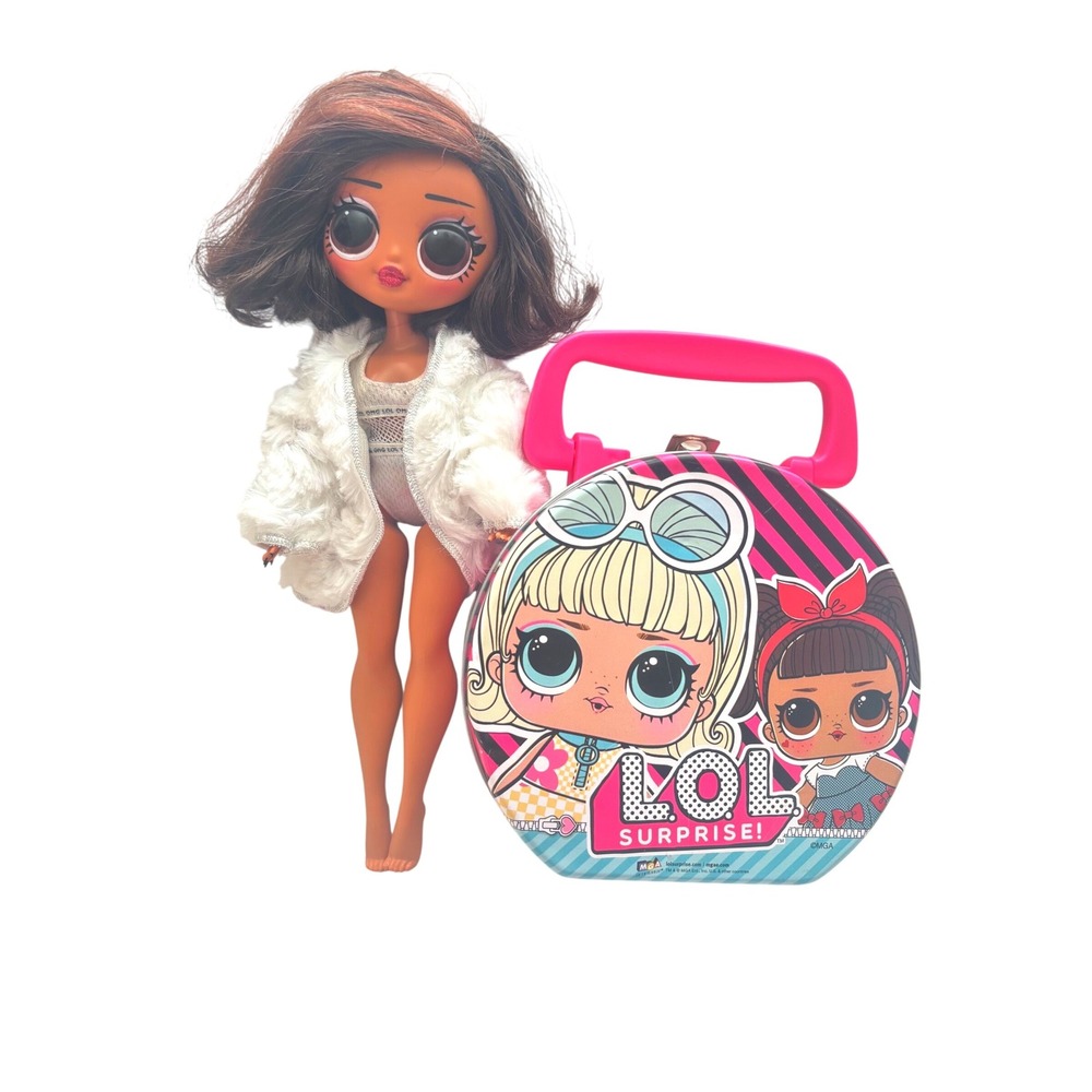 LOL Surprise OMG Fashion Doll Brunette Bob White Faux Fur Jacket Nude 6.5" MGA